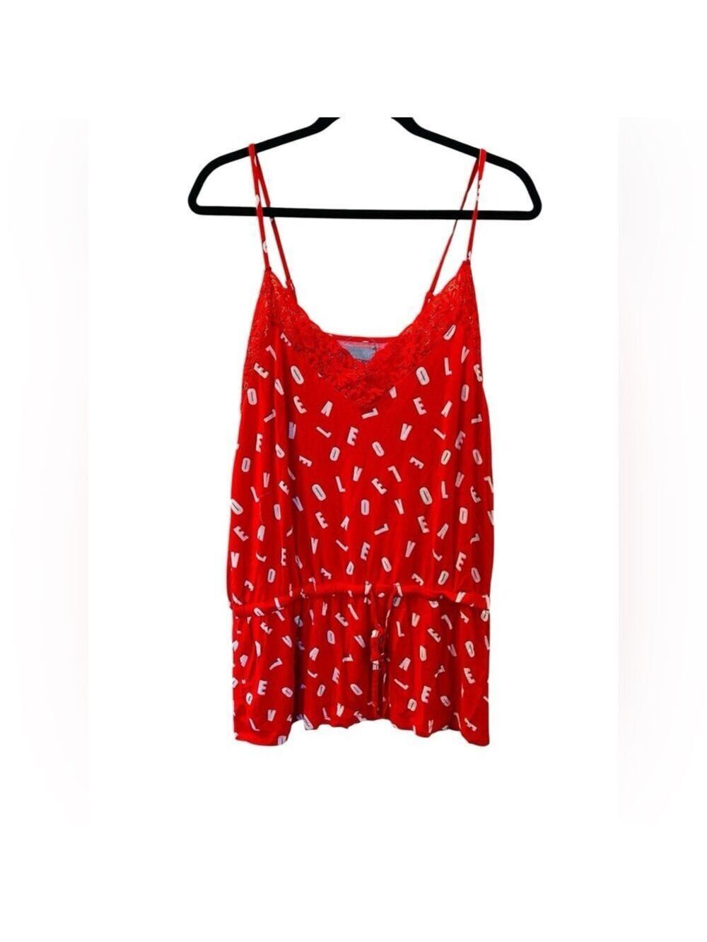 Daisy Fuentes Women’s Lingerie Nightie Babydoll Red White Love Sexy Size: XL